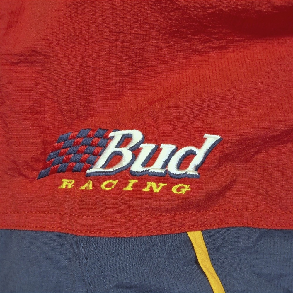 Vintage Columbia Mens XL Bud Racing Hooded Windbreaker Jacket 90s Nylon - Picture 4 of 12